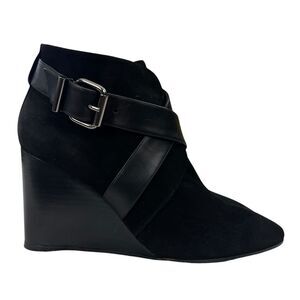 Aquatalia Tillie‎ Black Suede Wedge Anke Boots Womens Size 8
